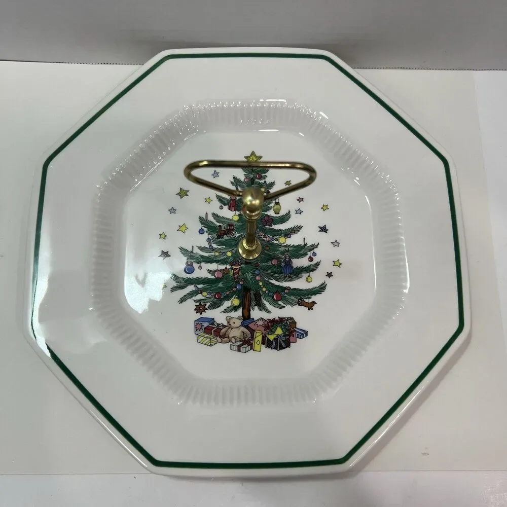 Nikko Christmastime Handled Tray Serving Christmas China EUC With Box Holiday